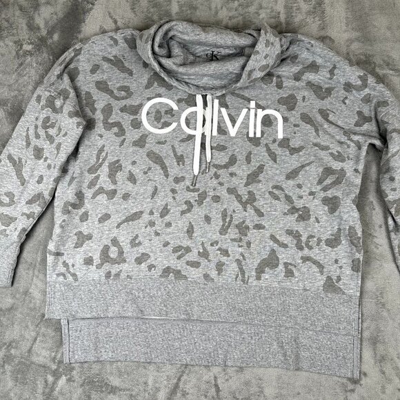 Calvin Klein Cowl Neck Sweater Gray Leopard Size Large Legging Sweater - Picture 2 of 9